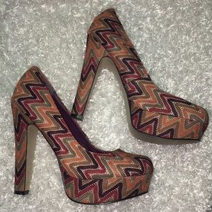 Madden Girl Platform Heels Zig Zag Print